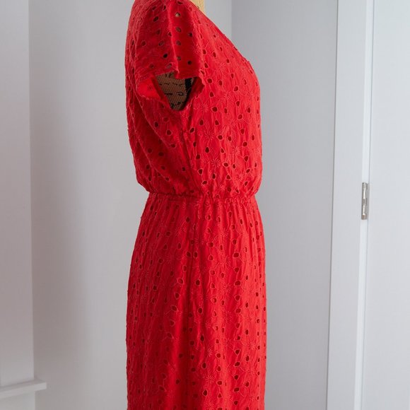 Market & Spruce Alexandrine Eyelet Dress Size Small Red - Picture 3 of 5